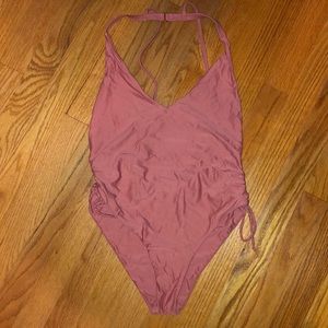 mauve one piece bathing suit